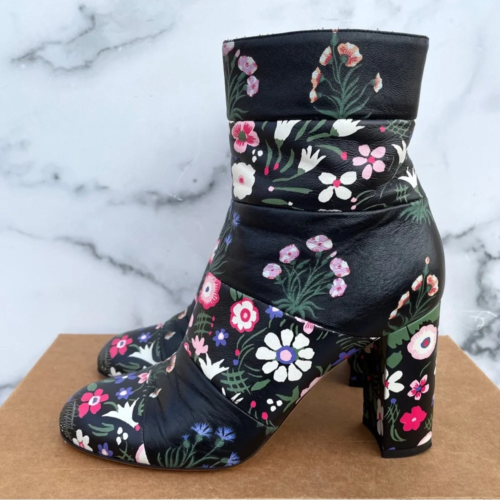 Valentino Camugarden paneled floral leather mid-calf boots size IT 37 US 7 - Picture 7 of 16